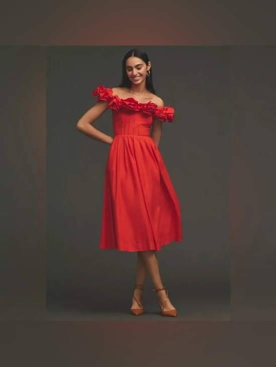 Anthropologie Dresses & Skirts - NWT Anthropologie The Corina Ruffled Dress by Maeve in Red size M